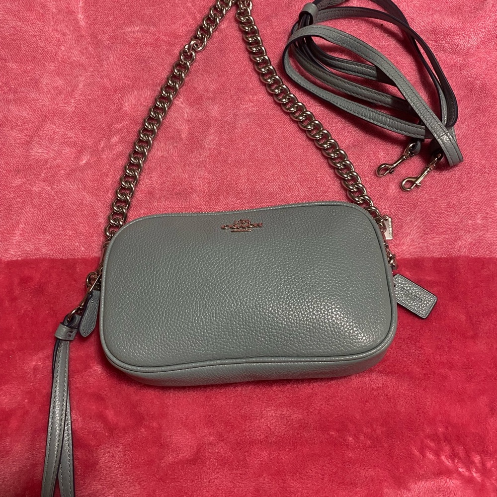 Gray Leather Crossbody Bag